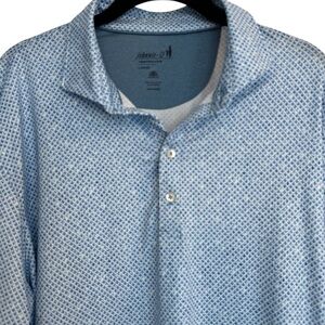 johnnie-O Light Blue Geometric Performance FeatherweightPolo Shirt Size Large